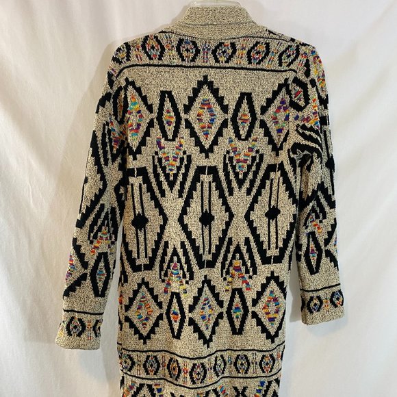 Northern Angel Open Gray Multicolor Aztec Print Cardigan Sweater Women's Size L - Picture 6 of 12
